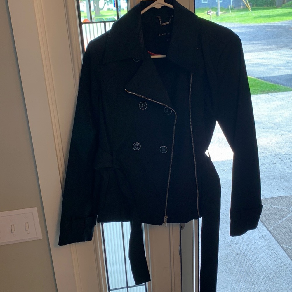 Black waist length zip up jacket